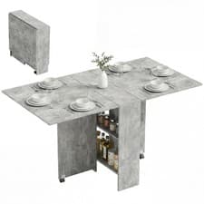 Image of HOMCOM 80-140 cm Folding Dining Table for 4-6 Drop Leaf Table Cement Grey