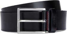 Image of Hugo Boss Mens Giaspo Leather Belt Black 95cm ( Fits 34” ) New