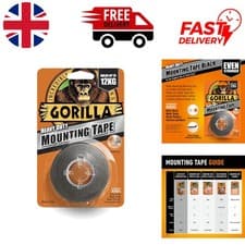 Image of Black Gorilla Mounting Tape 1.5m - Strong Adhesion for Indoor & Outdoor Use