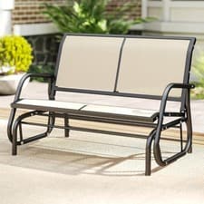 Image of Garden Bench Metal 2 Seater Glider Rocking Chair Outdoor Patio Gliding Loveseat