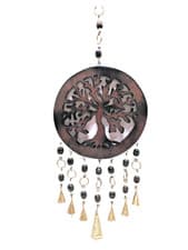 Image of Wall Plaque Hanging Wooden Tree of Life 55cm Bells Fair Trade Hand Carved Boho