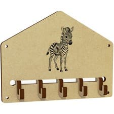 Image of 'Cute Baby Zebra Standing' Wall Mounted Key Hooks / Holder (WH00097661)