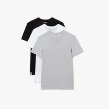 Image of Lacoste Crew Neck Cotton T-Shirt 3-Pack, Black/White/Grey