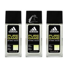 Image of 3 Pack x 75ml Adidas Pure Game Aftershave Natural Spray Body Fragrance Perfume
