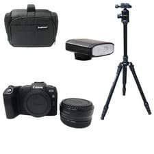 Image of Canon RP Body Only EOS Camera + Bag + EF-EOS R Adapter + Bag + Flash + Tripod
