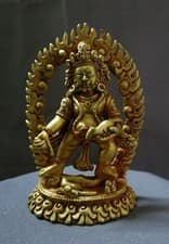 Image of Tibetan Buddhism God of Wealth Black Jambala Zambala Gold Copper Statue Figure