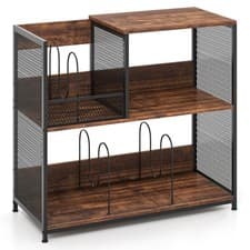 Image of End Table Turntable Stand Vinyl Display Rack-Brown