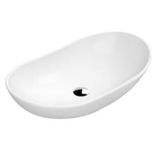 Image of Nuie Matt White Vessel Oval Sit-On Countertop Basin 615mm Oval Bathroom Sink