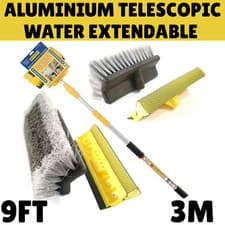 Image of 3M 9FT ALUMINIUM TELESCOPIC WATER FED WINDOW VAN CAR WASH BRUSH SQUEEGEE UK