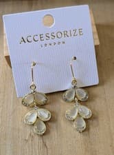 Image of New W Tag Accessorize Gold Tone Long Cream Dangley Earrings