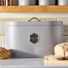 Image of Bread Bin Labelled Metal Kitchen Storage Cannister Cooks Professional 9 Colours