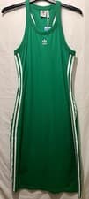 Image of BNWT ADIDAS TANK DRESS MIDI Length 3 Stripe Green White Sold Out Size Large