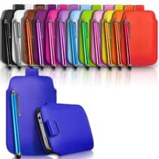 Image of LEATHER PULL TAB SKIN CASE COVER POUCH AND STYLUS FOR VARIOUS BLACKBERRY PHONES