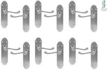 Image of 6 Pairs Epsom Style Victorian Door Lever Latch Door Handle Brushed Satin Chrome