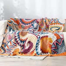 Image of Large Boho Sofa Throw Blanket,100% Cotton Woven Blanket,Bedspread,Bed Cover
