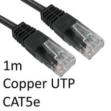 Image of Rj45 M To Rj45 M Cat5e 1M Black Oem Moulded Boot Copper Utp Network Cable