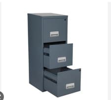 Image of 3 DRAWER 'PIERRE HENRY' STEEL DARK GREY MAXI FILING CABINET A4 / NEW +FREE 24h D