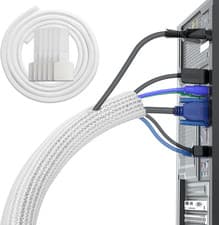 Image of White Cable Tidy Sleeve(Length 10Ft, Diameter 1/2 to 1 Inch Expandable), Braided