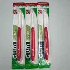 Image of GUM End-Tuft Toothbrush 3 Pack Red Soft 308 NEW