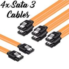 Image of 4x SATA III 3.0 Cable, 6Gbps HDD SDD Data Cable, with Locking Latch, Orange