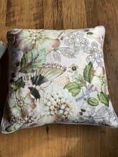 Image of Ted Baker Garden Gem Velvet Cushion Floral Butterflies Pattern Feather Fill New