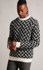 Image of Ted Baker Chalke Chevron Cotton & Wool Blend Jumper Size 3 ( Uk M) New