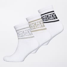 Image of DKNY Womens Lyra 3 Pack Crew Socks White Size UK 4-7 EU 37-40 RRP £19.99