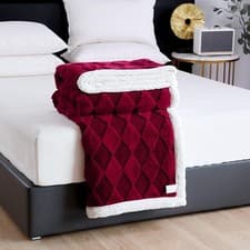Image of Luxury Heavy Diamond Checked Sherpa Blanket Fleece Warm Sofa Throw Faux Fur Soft