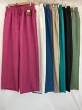 Image of Womens Cotton Linen Look Plus Oversized Wide Leg Bottoms Trousers Summer Pants