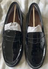 Image of BNIB Hush Puppies Black Patent Leather ‘Verity’ Loafers Slip on Shoes Size 6