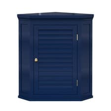 Image of Teamson Home Glancy Corner Wall Cabinet w/ Faux Louvered Door Navy