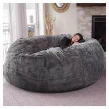 Image of Giant Fur Bean Bag Chair for Adult Living Room Furniture Big round Soft Fluffy
