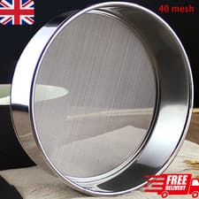 Image of Stainless Steel Flour Sieve 40 Mesh Fine Strainer Baking Tea Rice Sifter UK