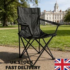Image of Portable Folding Camping Chair 120kg, Carbon Steel Frame for Outdoor UK