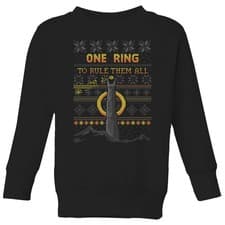 Image of The Lord of the Rings One Ring Kids' Christmas Jumper in Black