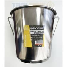 Image of Stainless Steel Bucket 12 Litre Heavy Duty Garden Pail With Handle Home Garden