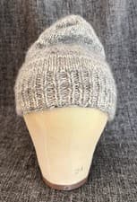 Image of OOAK Hand Knit Beanie Chunky Knit Artisan Gray Slouchy Winter Hat Cottagecore