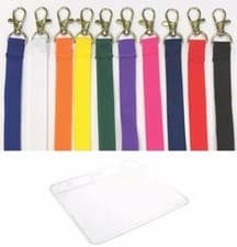 Image of Plain Lanyard Neck Strap 15mm Lanyard With Flexible Wallet ID Pass Badge Holder
