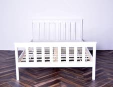 Image of White 4ft Wooden Bed Frame with Mattress Pinewood Small Double Bedroom Furniture