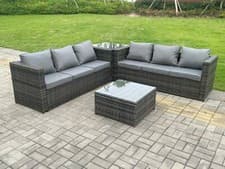 Image of Fimous 6 Seater Wicker Outdoor Rattan Garden Furniture Sets Coffee Table 2 Color