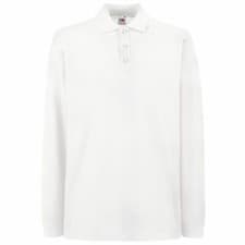 Image of Fruit of the Loom Premium Long Sleeve Cotton Piqué Polo Shirt Casual TOP S-3XL 