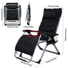 Image of Adjustable Garden Zero Gravity Foldable Reclining Chair Sun Lounger w/ Cushion