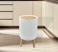 Image of Trash Can with Press Lid Rubbish Bin for Restaurants Entryway Living Room