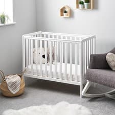 Image of Obaby Bantam Space Saver Cot – White | Compact Baby Cot | Adjustable Base