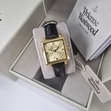 Image of NEW Vivienne Westwood Exhibitor VV087GDBK Leather Watch, With Gift Box & Tags!