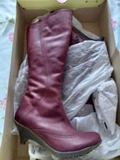 Image of Fly London Women's Red Leather Boots Size 5 Beautiful Boots Brand New with Box