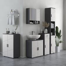 Image of Bathroom Mirror Cabinet with Adjustable Shelves, 55W x 17D x 55Hcm