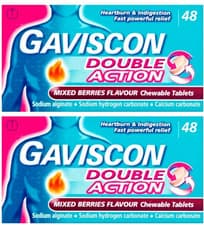 Image of 2 X Gaviscon Double Action Mixed Berries Flavour - 48 Tablets exp 01/2028
