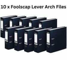 Image of 10 x Foolscap A4 Black Lever Arch Files, Folders - For Office, Home, School File