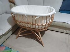 Image of CuddleCo Aria Crib Moses Basket Cot White Rattan